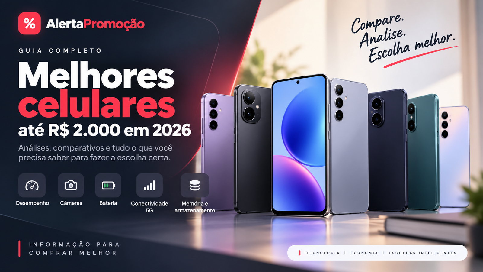 Melhores celulares até R$ 2.000 em 2026 selecionados pelo AlertaPromoção