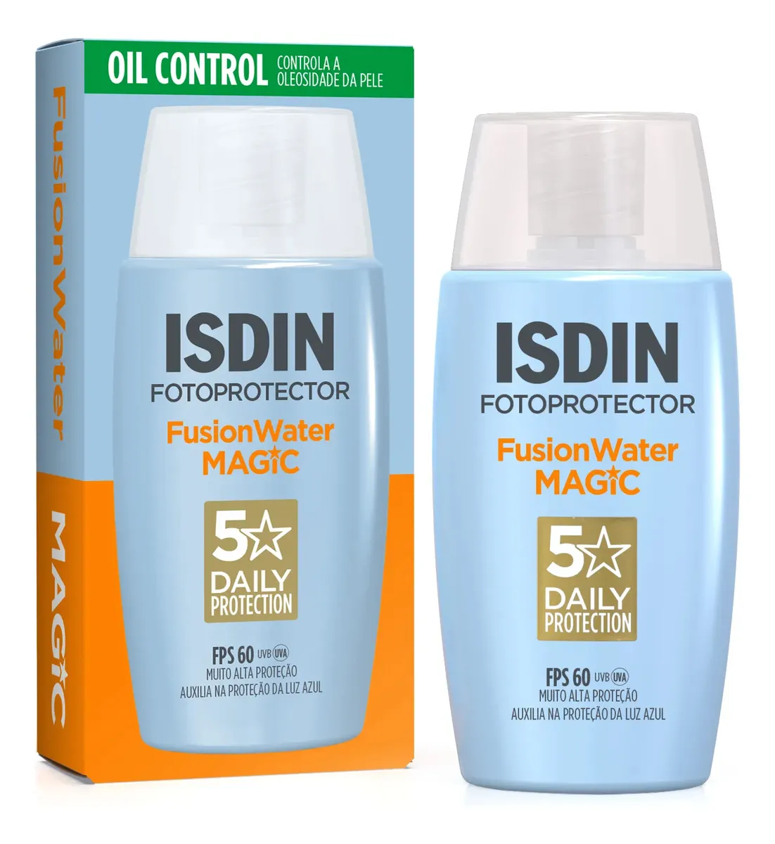 ISDIN Fusion Water 5 Stars Protetor Solar Facial Sem Cor FPS 60 50ml