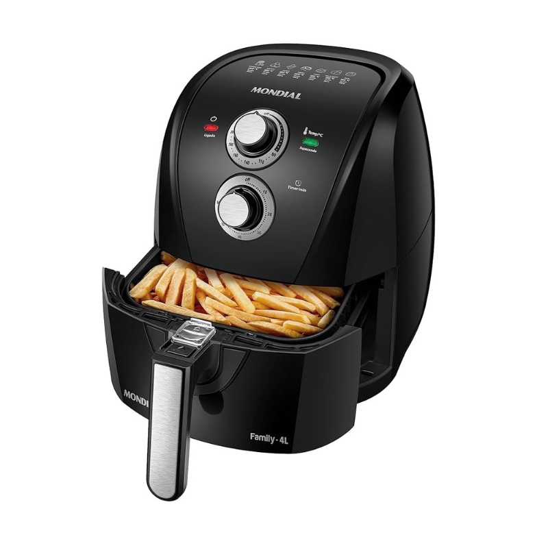 MONDIAL Fritadeira Sem Óleo Air Fryer 4L, Preto/Prata, 1500W, AFN-40-BFS