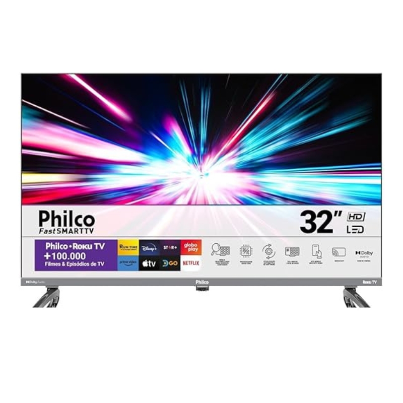 Smart TV 32” Philco PTV32K34RKGB Roku TV Led Dolby Audio